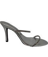 Alisha Hill Cameron Silver Shoe Size 12M 3.5&quot; Heel Double Rhinestone Straps - $39.66 CAD