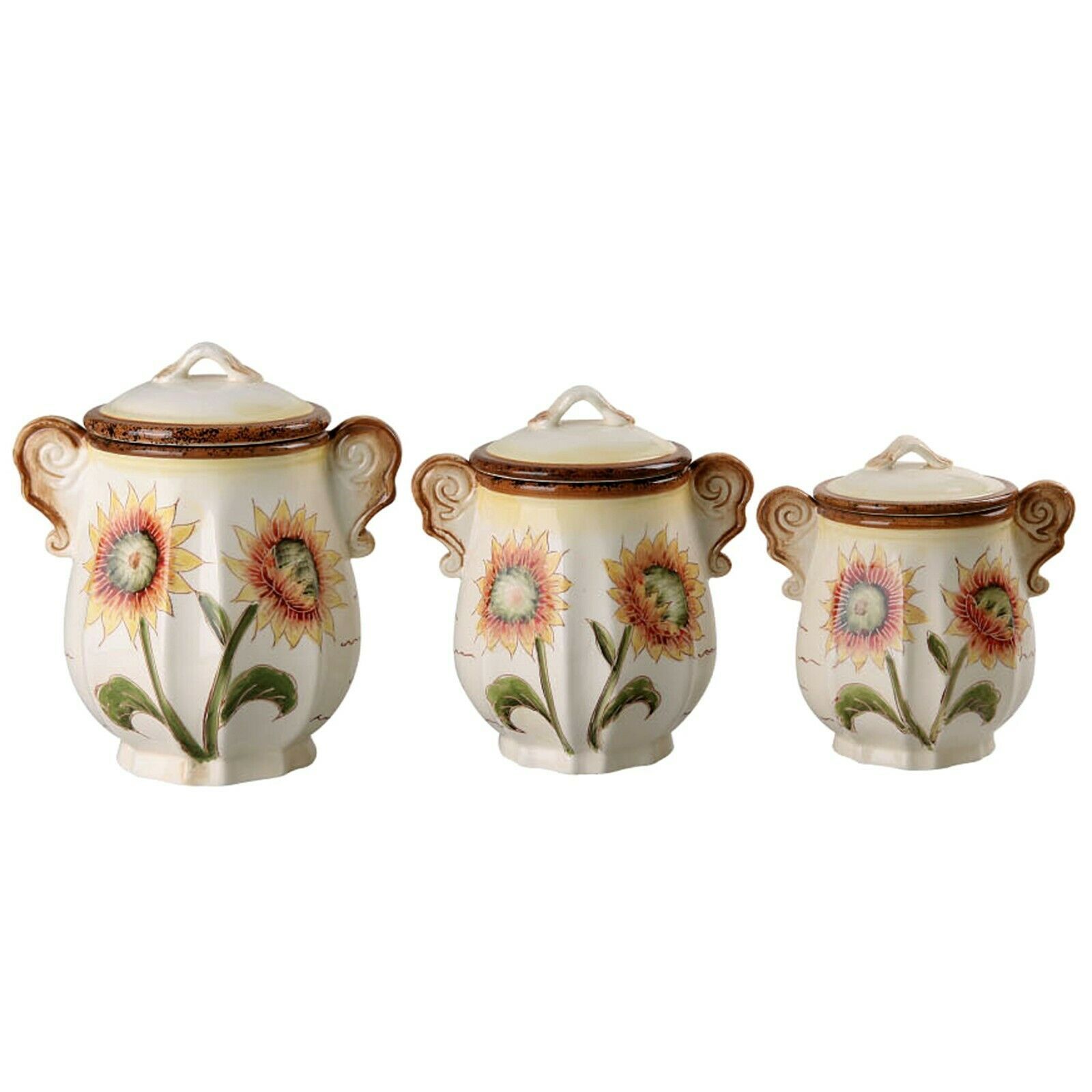 Sunflower Set of 3 Canister Set-By Lorren Home Trends - £58.10 GBP