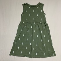 Old Navy Dress Girl’s 5T Olive Green Pineapple Print Fit &amp; Flare Summer Sun - £10.98 GBP