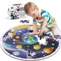 Kids Puzzle Ages 4-8, Wooden Solar System Floor Puzzles Ages 3-5, Large Round Sp - £34.08 GBP