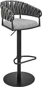 Armen Living Silabe Adjustable Counter or Bar Stool in Black Metal with ... - $452.99