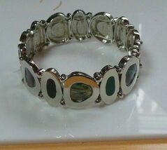 Silver-tone Shell Enamel Stretch Bracelet - $16.34