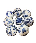 Lot of 8 Blue &amp; White Chinoiserie Porcelain Decor Balls Orbs - £69.55 GBP