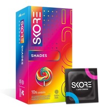 Skore Shades Assorted Colours | Extra Lubrication | Dots | Condom, 10s| 1 Pack - £11.73 GBP