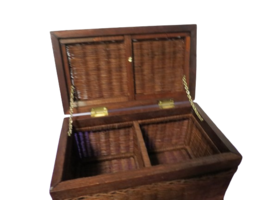 Vintage Wicker Brown Woven 2 Compartment Caddy 12&quot; x 7&quot; x 7&quot; - £23.74 GBP