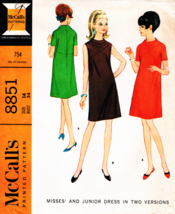 Misses DRESS Vintage 1967 McCall&#39;s Pattern 8851 Size 14 UNCUT - £9.43 GBP