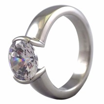 Engagement Ring Womens Tension Set Cubic Zirconia Solitaire Band Sizes 5-9 - £7.98 GBP