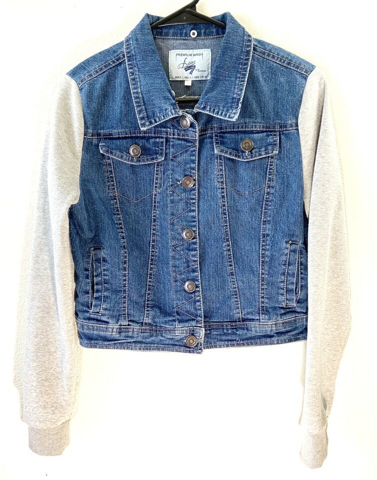 ASHLEY Premium Wash Girls Long Sleeve Button Denim Jean Jacket, Blue, Si... - $7.14