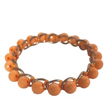 Boho Retro Colorful Orange Faceted Beaded Bangle Bracelet Womens Costume Jewelry - $24.05