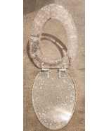 Clear Resin Toilet Seat and Lid Glitter Silver Foil Flakes Chrome - €42,94 EUR