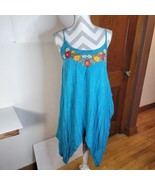 Womens T Party Handkerchief Hem Tank/Dress rayon Embroidered Flowers Siz... - £17.61 GBP