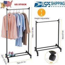 Garment Rack Foldable Clothes Hanger Adjustable Stand w/ Wheels Storage ... - £35.11 GBP