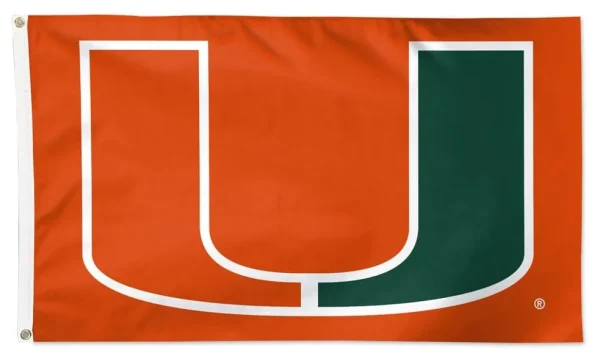 Miami Hurricanes 3×5 Flag – Orange Logo Team Banner - £14.23 GBP