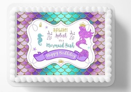 Under the Sea Happy Birthday Mermaid Tails Edible Image Birthday Cake To... - £12.92 GBP