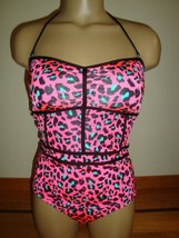 New Volcom Jr 1 Piece Swimsuit &quot;Call Me Wild&quot; Neon Pink Cheetah Print Size M - £63.30 GBP