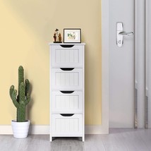 4 drawers Bathroom Floor Storage Cabinet white wood free standing  - $2,423.00 MXN