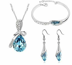 Valentine Gift By Shining Diva Non Precious Metal Jewellery Set for Women (Blue) - $29.94