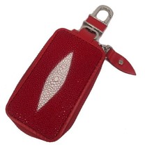 Genuine Stingray Skin Leather Car Remote Keychain Bag : Red - £33.70 GBP