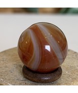 MINI Banded Carnelian Crystal Sphere W Wood Stand Chakras Healing Medita... - $15.26 CAD