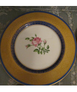 PICKARD BLUE &amp; GOLD PLATE WITH CENTER ROSE - $23.56