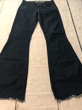 Rich &amp; Skinny Women&#39;s Jeans Dark Blue Flare Raw Hem Stretch Size 28 X 31 - £22.52 GBP