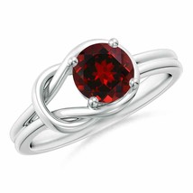 ANGARA Solitaire Garnet Infinity Knot Ring for Women in Silver Size 8.5 - £212.26 GBP