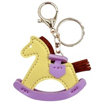 Do Everything In Love Vegan Leather Rocking Horse Key Ring Yellow Purple - $13.86