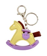 Do Everything In Love Vegan Leather Rocking Horse Key Ring Yellow Purple - $18.95 CAD
