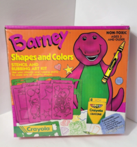 Vtg 1993 New Sealed Barney Shapes &amp; Colors Stencil &amp;Rubbing Art Kit Crayola - £27.46 GBP