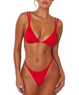 Women&#39;s Sexy Thong Bottom Two Piece Bikini Double Shoulder Straps Cute S... - $379.99 MXN