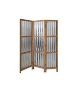 HomeRoots 3 Panel Brown Corrugated Metal Room Divider - $16,355.59 MXN