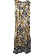 D &amp; Co Womens Yellow Geometric Sleeveless Midi Dress Scoop Neck Tie Wais... - $368.38 MXN