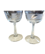 Stemware Glasses Wine Champayne Leaves Frosted Gold Trim 5&quot; Tall Barware... - $14.80