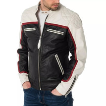 Genuine Lambskin Leather Jacket Motorcycle Coat Jacket New Men&#39;s Multicolor - $103.99+