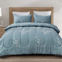 3-Piece Floral King Size Comforter Set, Microfiber Bedding Down Alternative Comf - £48.87 GBP