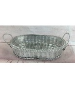 11”x2.5” Vintage Metal Open Weave Basket with Handle Made in Hong Kong - $20.29 CAD