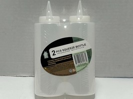 2PCS 12oz Clear Squeeze Bottles Kitchen Condiments Containers Dispenser Ketchup - £4.35 GBP
