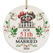 Our 51th Year Christmas Married Ornament Gift 51 Anniversary Cute Raccoon Couple - $15.79