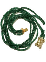 BEAUTIFUL Emerald Four Strand 14K Gold Necklace with 1 Ct. Diamond Clasp - $965.25