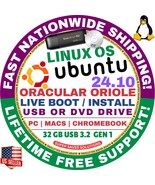 UBUNTU 24.10 LINUX OS BOOTABLE USB / DVD ORACULAR ORIOLE AMD64 / MAC &amp; PC - $169.87 MXN