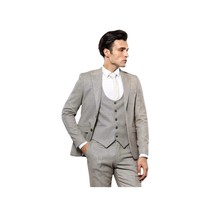 Men 3pc European Vested Suit WESSI by J.VALINTIN Extra Slim Fit JV45 Beige Brown image 3