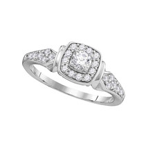 10k White Gold Round Diamond Round Halo Bridal Wedding Engagement Ring 1/2 Ctw - £558.64 GBP