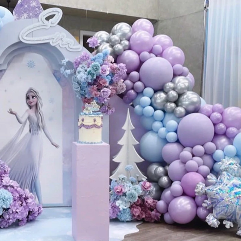 104Pcs Disney Frozen Anna Princess Balloons Garland Kit Party Supplies - £12.42 GBP