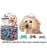 100-&quot;GINGER&quot;Flower,Leopard&amp;Argyle DOG HAIR BOWS w/BEAD GROSGRAIN RIBBON ... - $551.50 MXN