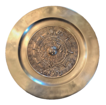 Vtg. Brass Mayan Calendar Plate Embossed Wall Hanging 11&quot; [e-03] - $25.00