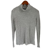 FATE High-neck Sweater Knitted Gray Wool Cashmere Blend Crochet Neck &amp; S... - $24.74