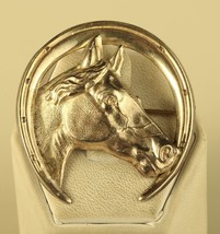 Vintage Sterling Signed Beau Detailed Horse Head with Horseshoe Statement Brooch - £32.15 GBP