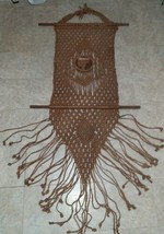 Vintage Large Jute Macrame Woven Boho Mid Century Wall Art Hanging 7 1/2 - £154.62 GBP