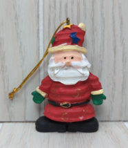 Santa Claus crinkle wood look red gold swirls Christmas Tree Ornament - $7.20