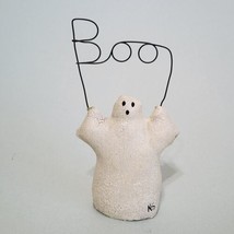 Natalie Silitch Ghost Boo Halloween Crackled Canvas Folk Art - £50.56 GBP